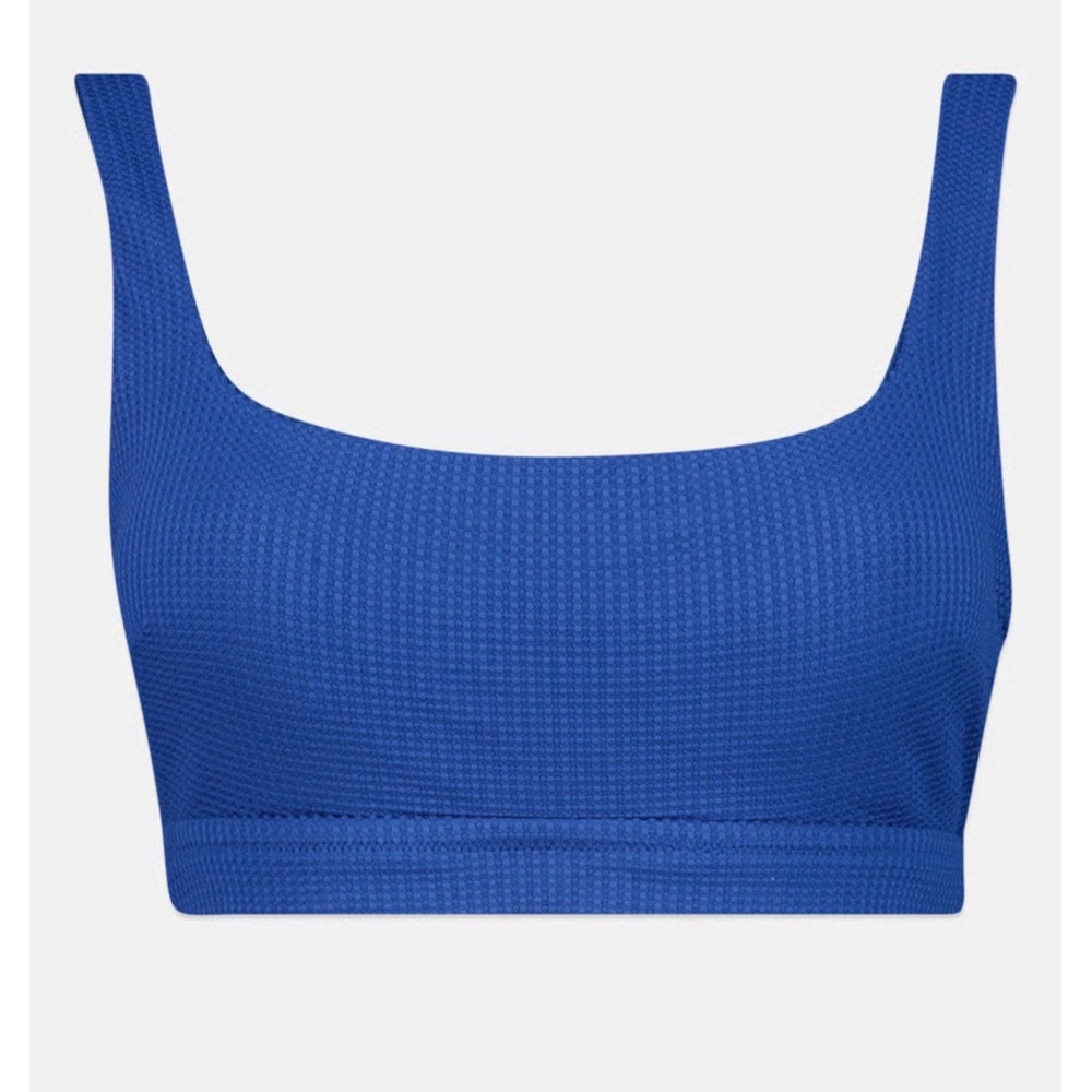 Aerie Royal Blue Textured Scoop Neck Bikini Top Size 6 0705-1568-833
